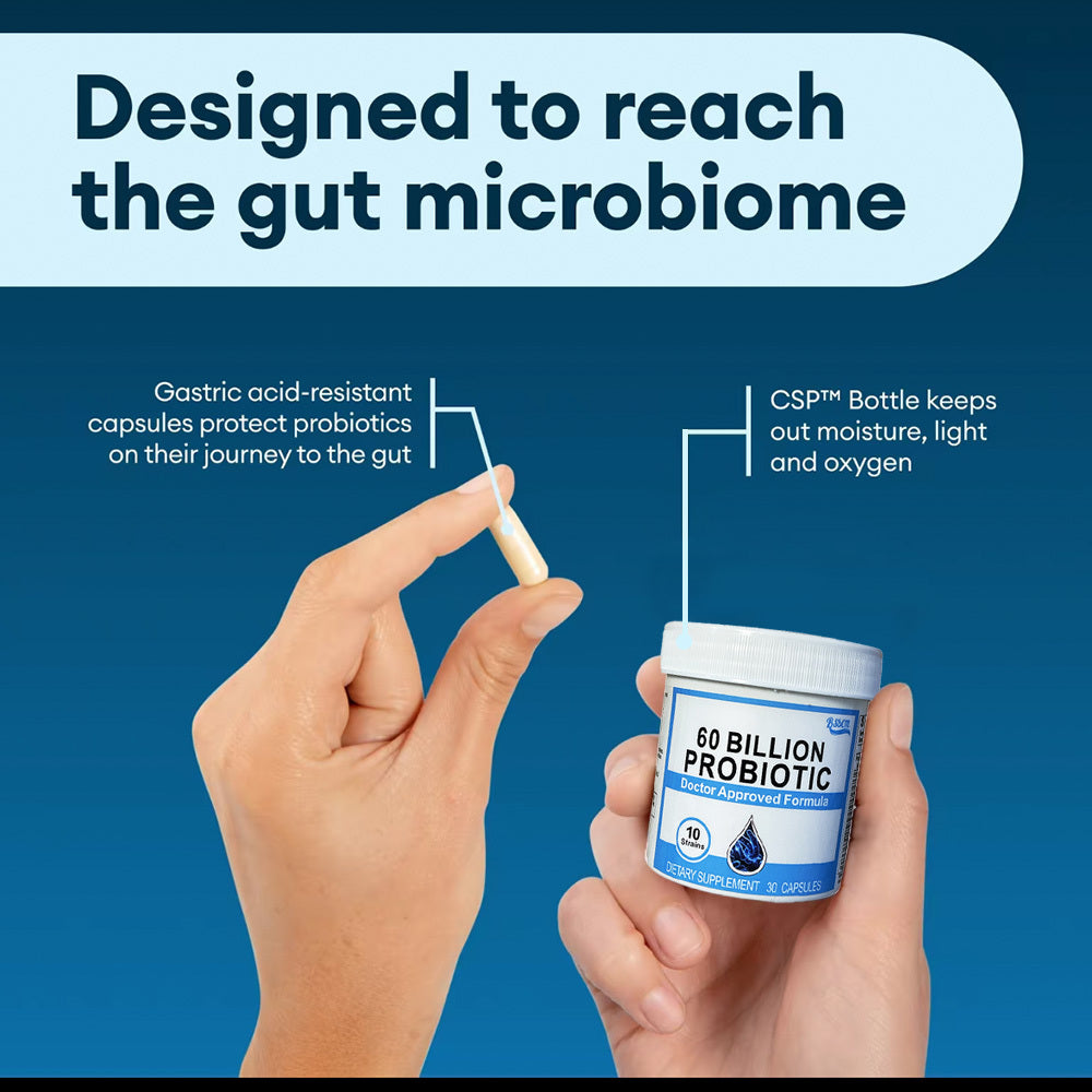 Probiotics 60 Billion CFU 10 Strains Organic Prebiotics - Immune, Digestive Gut Health - Supports Occasional Constipation, Diarrhea, Gas & Bloating - For Women & Men - 30ct