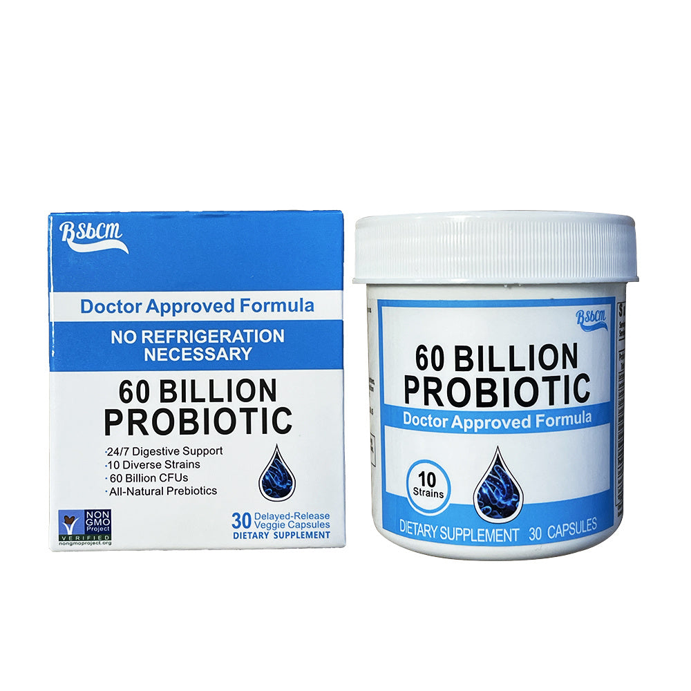 Probiotics 60 Billion CFU 10 Strains Organic Prebiotics - Immune, Digestive Gut Health - Supports Occasional Constipation, Diarrhea, Gas & Bloating - For Women & Men - 30ct