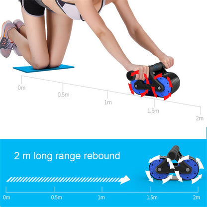 Springback Wheels Roller Domestic Abdominal Exerciser Push‑up Training Mute Fitness Equipment Blue