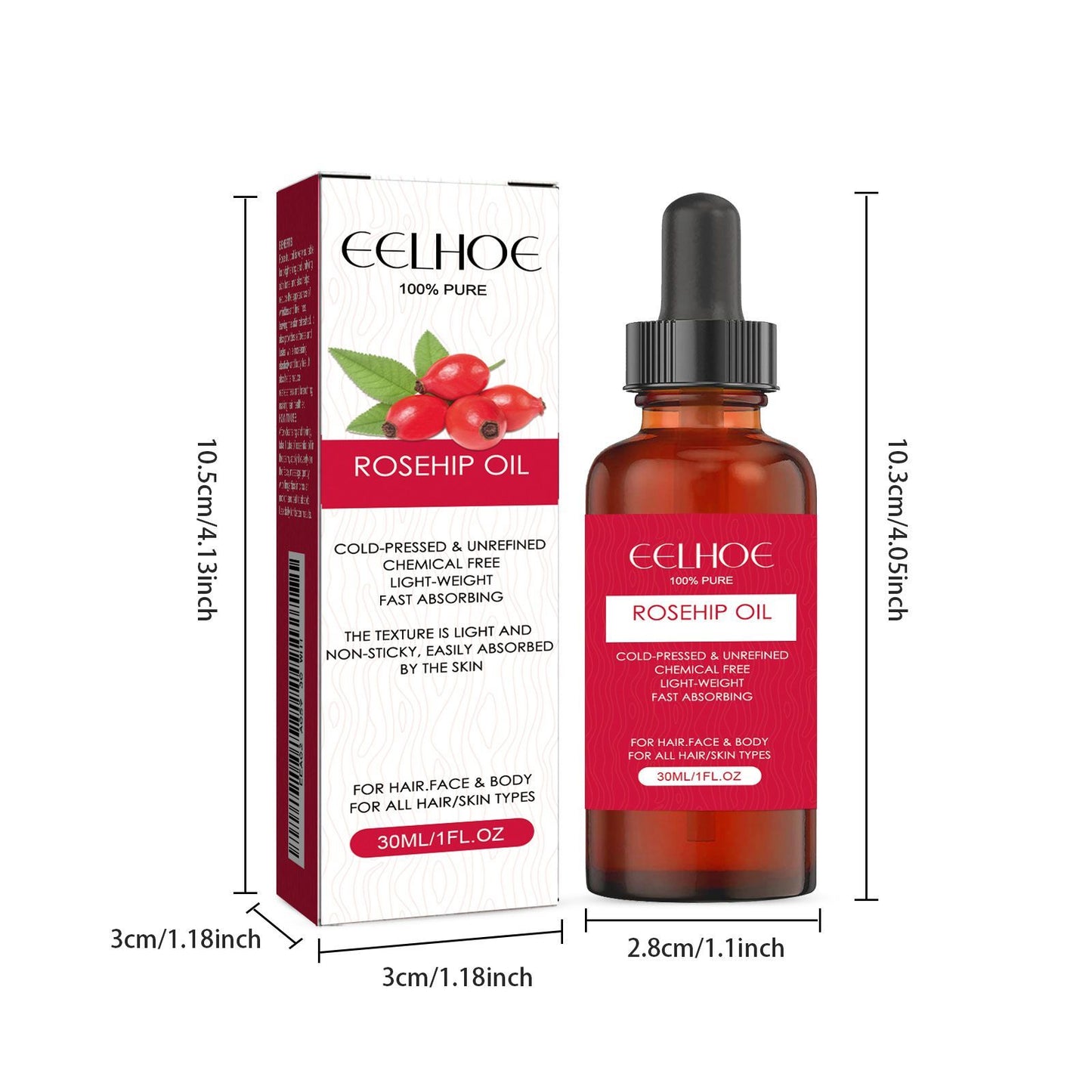 Rosehip Facial Oil For Facial And Body Hydration, Nourishing Skin Care, Smooth Hair Care, And Massage Oil