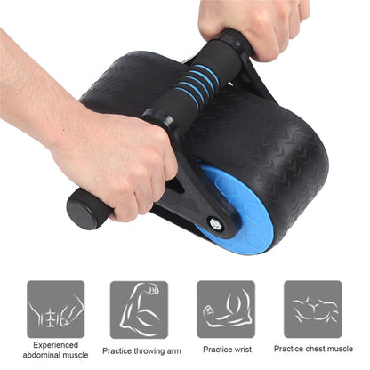 Springback Wheels Roller Domestic Abdominal Exerciser Push‑up Training Mute Fitness Equipment Blue