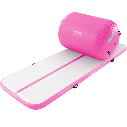 VEVOR Inflatable Gymnastics Air Mat Set, 2 PCS Tumbling Mat, Tumble Track With Electric Pump, Air Roller Barrel Gymnastics Equipment, Training Mats For Home Use Gym Yoga Cheerleading Beach Park Water